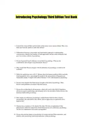 Introducing Psychology Third Edition Test Bank