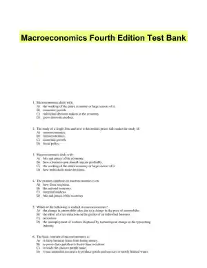Macroeconomics Fourth Edition Test Bank