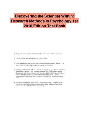 Discovering the Scientist Within: Research Methods in Psychology 1st 2016 Edition Test Bank