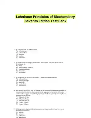 Lehninger Principles of Biochemistry Seventh Edition Test Bank