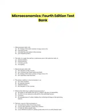 Microeconomics: Fourth Edition Test Bank