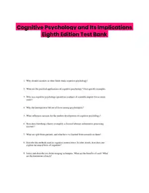 Cognitive Psychology and Its Implications Eighth Edition Test Bank