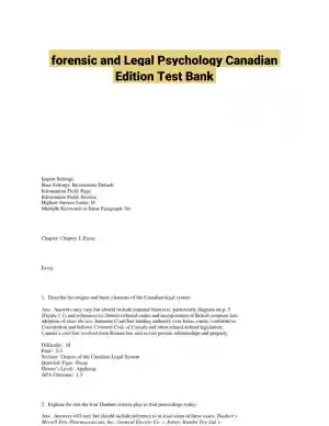 forensic and Legal Psychology Canadian Edition Test Bank