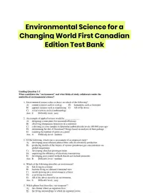 Environmental Science for a Changing World First Canadian Edition Test Bank