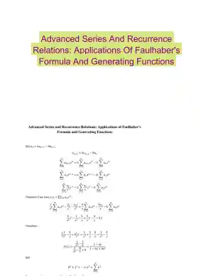 Advanced Series And Recurrence Relations: Applications Of Faulhaber's Formula And Generating Functions