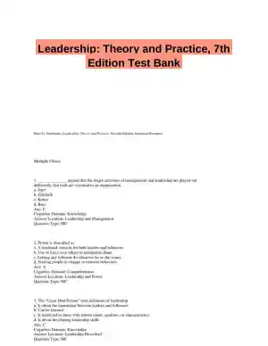 Leadership: Theory and Practice, 7th Edition Test Bank