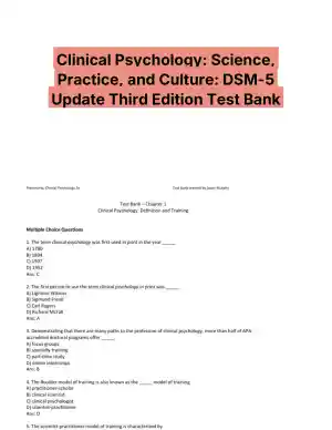 Clinical Psychology: Science, Practice, and Culture: DSM-5 Update Third Edition Test Bank
