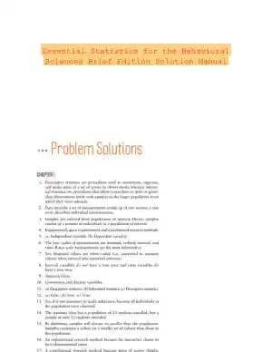 Essential Statistics for the Behavioral Sciences Brief Edition Solution Manual
