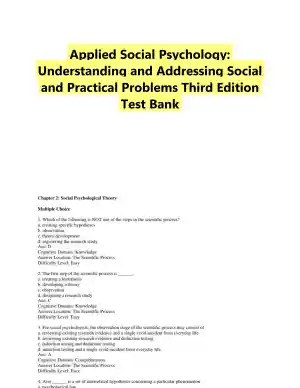Applied Social Psychology: Understanding and Addressing Social and Practical Problems Third Edition Test Bank