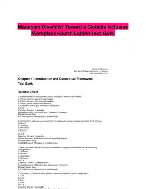 Managing Diversity: Toward a Globally Inclusive Workplace Fourth Edition Test Bank
