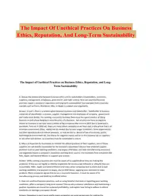 The Impact Of Unethical Practices On Business Ethics, Reputation, And Long-Term Sustainability