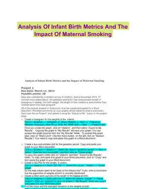 Analysis Of Infant Birth Metrics And The Impact Of Maternal Smoking