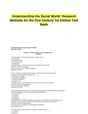 Understanding the Social World: Research Methods for the 21st Century 1st Edition Test Bank