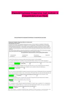 Financial Statement Preparation And Analysis: A Comprehensive Case Study