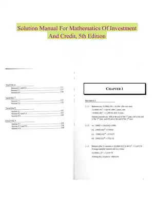 Solution Manual For Mathematics Of Investment And Credit, 5th Edition