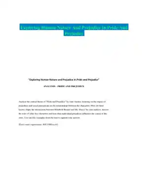 Exploring Human Nature And Prejudice In Pride And Prejudice