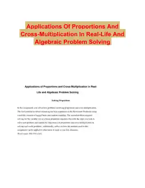Applications Of Proportions And Cross-Multiplication In Real-Life And Algebraic Problem Solving