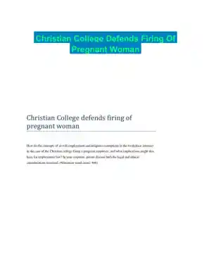 Christian College Defends Firing Of Pregnant Woman