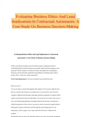 Evaluating Business Ethics And Legal Implications In Contractual Agreements: A Case Study On Business Decision-Making