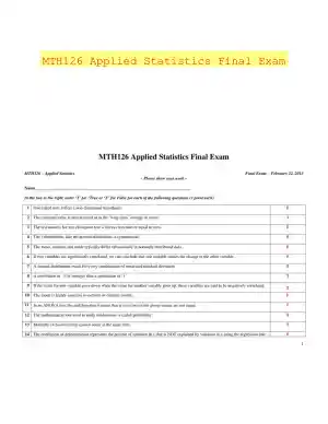 MTH126 Applied Statistics Final Exam