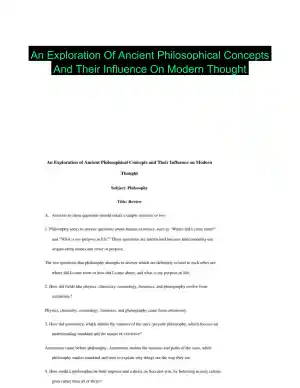 An Exploration Of Ancient Philosophical Concepts And Their Influence On Modern Thought