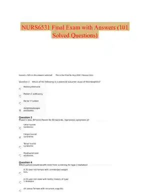 NURS6531 Final Exam with Answers (101 Solved Questions)