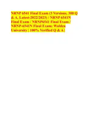 2022-2023 NRNP6541 Final Exam (3 Versions) with Answers (200 Solved Questions)