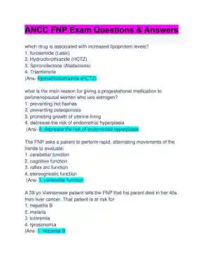 ANCC FNP Exam with Answers (63 Solved Questions)