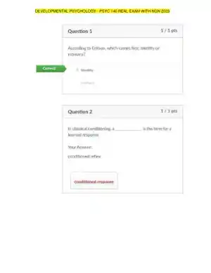 2023 PSYC 140 Developmental Psychology - NGN Real Exam with Answers (16 Solved Questions)