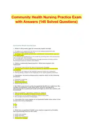 Community Health Nursing Practice Exam with Answers (145 Solved Questions)