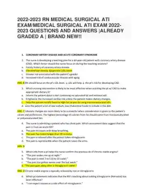 2022-2023 ATI RN Medical Surgical Exam with Answers (269 Solved Questions)