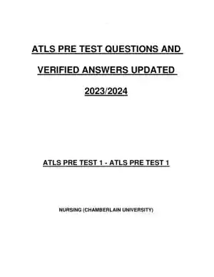 2023-2024 ATLS Pre Test Practice Exam with Answers (350 Solved Questions)
