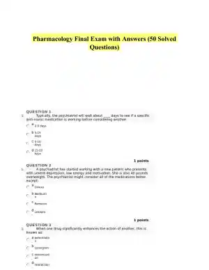 Pharmacology Final Exam with Answers (50 Solved Questions)