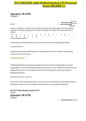 2023-2024 ATI NGN Adult Medical Surgical Proctored Exam with Answers (60 Solved Questions)