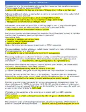 KAPLAN Maternity New Born Pracitce Exam with Answers (201 Solved Questions)