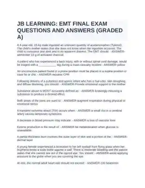 JB Learning: EMT Final Exam with Answers (201 Solved Questions)