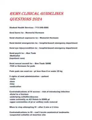 2024 REMS Clinical Guidelines Practice Exam with Answers (190 Solved Questions)