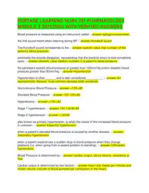 2023-2024 Portage Learning NURS251 Pharmacology Module 3 with Answers (98 Solved Questions)