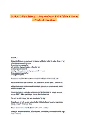 2024 BIOS252 Biology Comprehension Exam With Answers (67 Solved Questions)