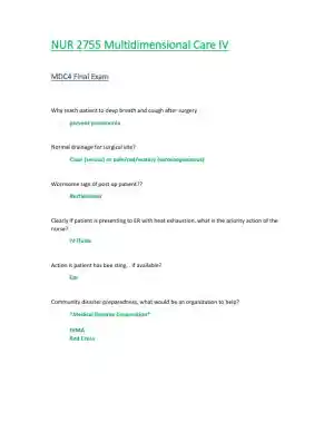 2021-2022 NUR2755 Multidimensional Care Final Exam With Answers (84 Solved Questions)