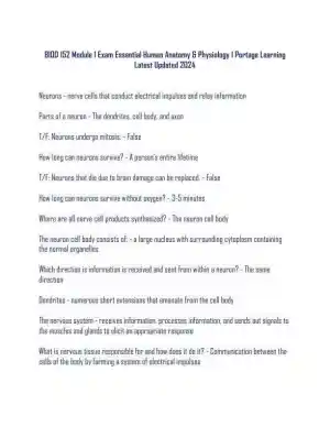 2024 BIOD 152 - Portage Learning Anatomy and Physiology Module 1 Exam With Answers (139 Solved Questions)