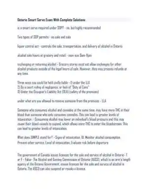 Ontario Smart Serve Pharmacology Practice Exam With Answers (53 Solved Questions)