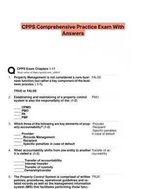 CPPS Comprehensive Practice Exam With Answers (33 Solved Questions)