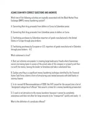 ACAMS Practice Exam With Answers (72 Solved Questions)