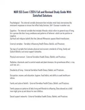 2024 NUR155 Psychology Practice Exam With Answers (280 Solved Questions)