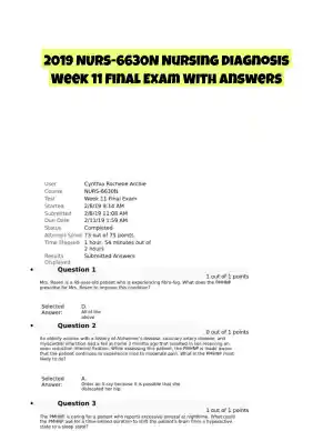 2019 NURS-6630N Nursing Diagnosis Week 11 Final Exam With Answers (76 Solved Questions)