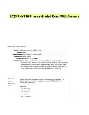 2023 PHY250 Physics Graded Exam With Answers (25 Solved Questions)