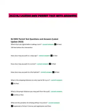 2023 NJ License DMV Permit Test With Answers (150 Solved Questions)