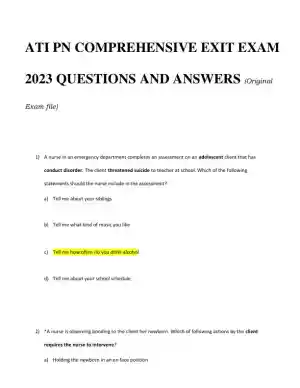 2023 ATI PN Comp Exit Exam With Answers (164 Solved Questions)