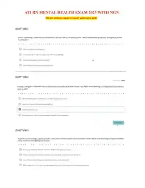 2023 ATI RN Mental Health Practice Exam With Answers (70 Solved Questions)